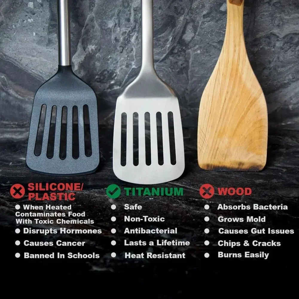 Taima 100% Pure Titanium Spatula Kitchen Utensil Lightweight, Antibacterial